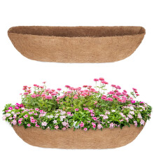 Set of 2 Coco Liner Trough 24 Inch Half Moon Coconut Fiber Planter Liners for Wall or Window Boxes