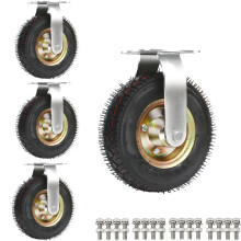 Heavy Duty Caster Wheels 250mm 10 Inch Rubber Trolley Wheels for Workbench Furniture Movers 360 Rotatable Shock Absorbing Air Tire