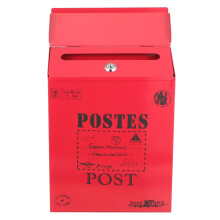 Vintage Wall Mounted Mailbox with Lock, Large Capacity Red Iron Post Box for Home Decor