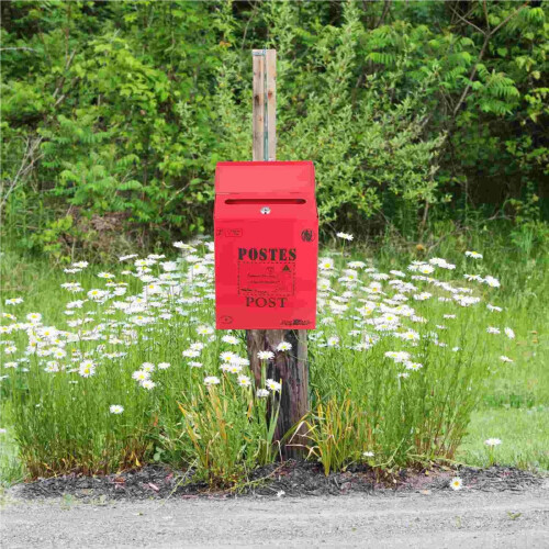 Vintage Wall Mounted Mailbox with Lock, Large Capacity Red Iron Post Box for Home Decor 1