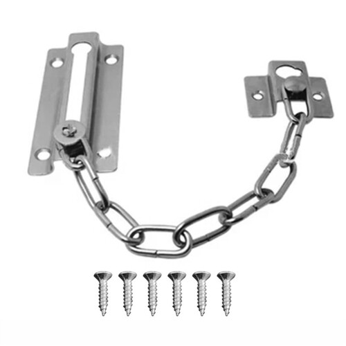 Stainless Steel Telescopic Door Chain Lock, Adjustable AntiTheft Security Latch with Screws