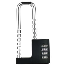 4 Digit Combination Padlock with Extra Long U Shaped Shackle, Durable Metal Lock for Gym Lockers and Outdoor Fence