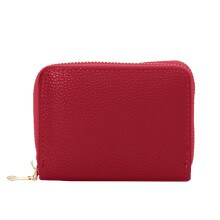 Credit Card Holder, Small Leather Zipper Card Case Wallet Compatible with Women