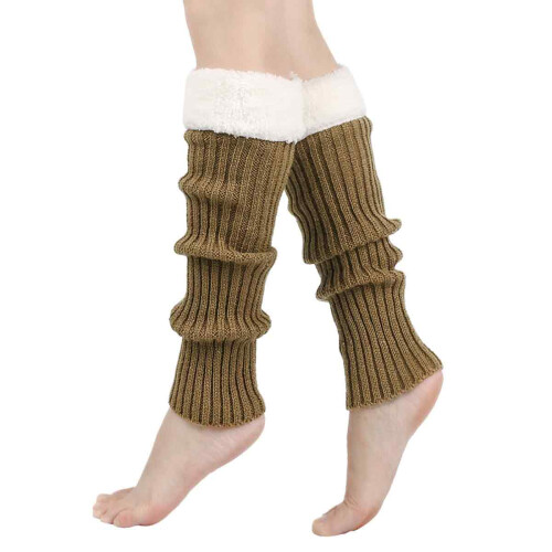 Damen-Beinwärmer-Socken aus einfarbigem Rippstrick