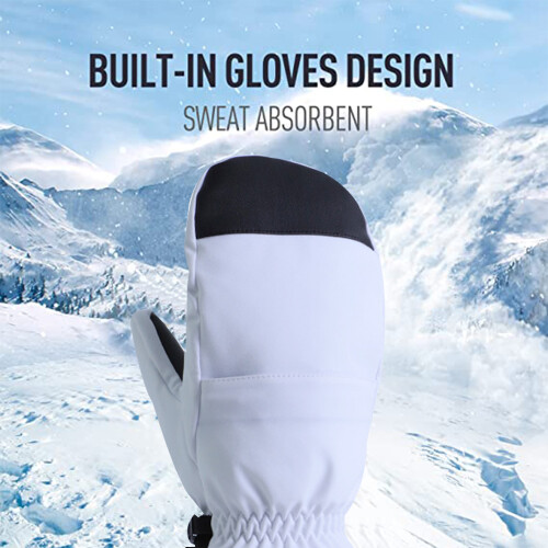 Luvas brancas para snowboard, luvas quentes 2