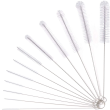 Reinigingsborstels, 12-delige set van 24 cm lange borstels, flessenreinigingsborstels, melkslangborstel, nylon slangborstelset voor theepotm
