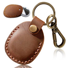 AirTag nøkkelring, pakke med 4, kompatibel med Apple - AirTag nøkkelring i skinn - AirTag-anheng - AirTag-etui - 100 % bøffelskinn - ReinCom