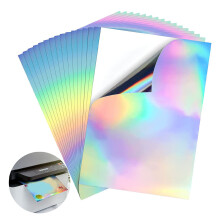 22 lapos A4-es nyomtatható holografikus matricapapír, vízálló tintasugaras lézernyomtató, holografikus stift, ragasztópapír