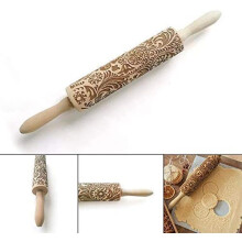 Rouleau à pâtisserie en bois, motif élan de Noël, avec roulements à billes, stable et durable.