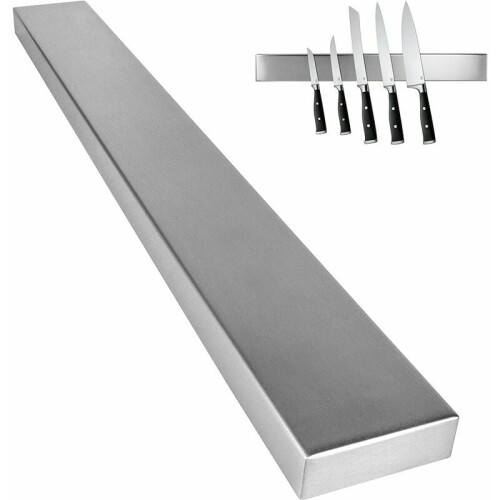 Suporte multifuncional para facas com ímã, design elegante e compacto para cozinha e área de serviço.