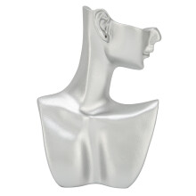 Stylish Jewelry Showcase, Resin Pendant Head Bust Earring Holder, Simple Elegant Design, Silver Tone Stand Compatible with Necklaces, Earrin
