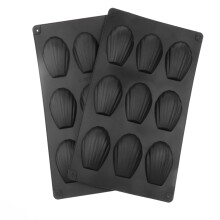 2 Madeleine-Förmchen, Silikon-Backform mit 9 Mulden, schwarze Form für Kuchen, Schokolade, Pralinen und Kekse