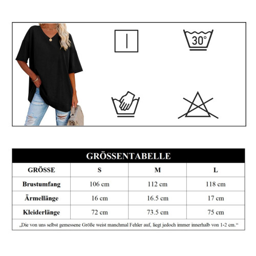 Oversize-T-Shirt für Damen mit V-Ausschnitt, lockere Basic-Bluse 2