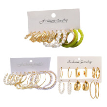 Conjunto de pendientes de aro dorados para mujeres y niñas, pendientes de aro de moda, pendientes colgantes