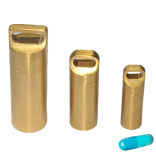 3-delige set messing pillendoos sleutelhangers, waterdichte pillendoos sleutelhanger voor outdoor reizen en survival
