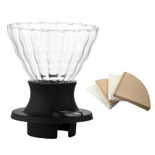 1 stk. koppholder til håndbrygget filterkrus i japansk stil, innebygd av/på-ventil, gjenbrukbart kaffefilterkrus