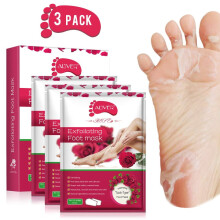 Fußmaske 3er-Pack, Peeling-Fußmaske für rissige Fersen, abgestorbene Haut und Hornhaut, repariert raue Fersen (Rose)