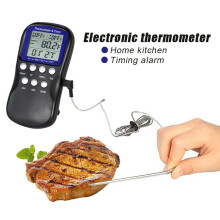 Lebensmittelsonde aus Edelstahl, zur Überwachung der Ofen-, Grill- und Smokertemperatur mit digitalem Thermometer und Timer, Aufwärts- und
