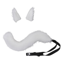 Nepbont kat, vos, wolf, pluizige staart en oortjes met clip voor Halloweenfeestkostuumaccessoires