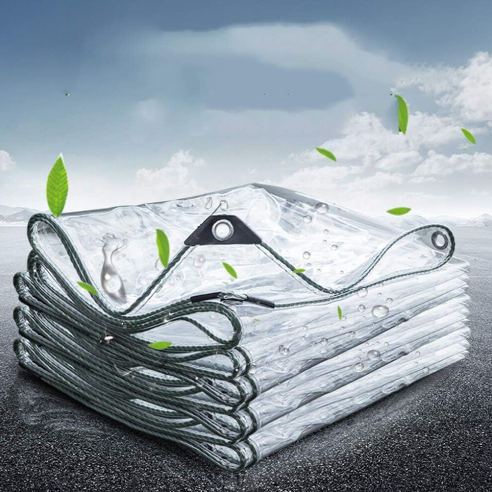 Heavy Duty Clear Pvc Tarpaulin 0.3Mm Transparent Waterproof Tarp With Reinforced Eyelets For Patio Or Balcony (1X5m) 9330225327196