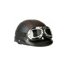 DOT-geprüfter Motorrad-Halbschalenhelm, brauner Retro-Jethelm mit hochwertiger ABS-Schale, UV-Schutzlackierung und Schnellverschluss