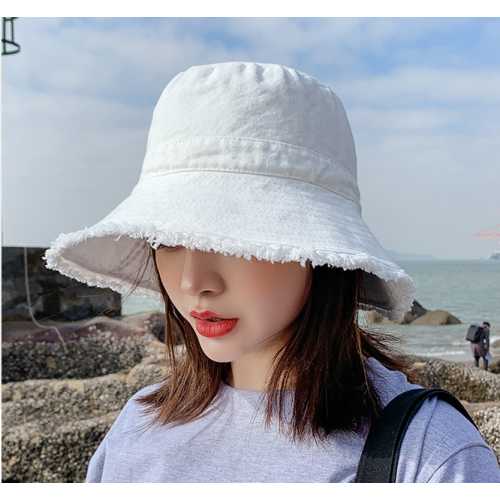 Solhatt for damer i bomull, bred brem, floppy sommerhatt for strandjenter 2