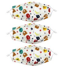 Kids Reusable Cotton Face Mask with 10 Filters, Cute Cartoon Design, Breathable Unisex for Ages 3–9