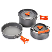 Lightweight Camping Cookware Set with Compact Nesting Design, Foldable Handles for Hiking and BBQ