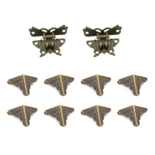 Vintage Cabinet Lock Set 2PCS Zinc Alloy Antique Box Latch Mini Chinese Design for Jewelry Box