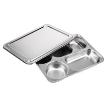 Stainless Steel Divided Lunch Tray with Lid, Multi‑Compartment Food Plate for School, Home and Restaurant
