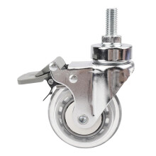 3 Inch PU Caster Wheel with Brake, Silent Swivel Design, WearResistant for Furniture and Office Chair