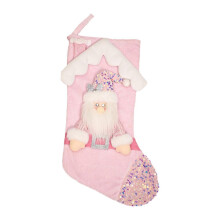 (Santa Claus) Christmas Stocking Christmas Sock Classic Decorative Sequin Storage Pouch