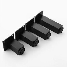 2Pcs Adjustable Aluminum Furniture Legs 25cm Black Square Cabinet Legs with Screws for TV Cabinet