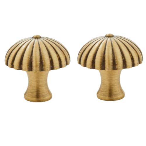 Bronze Mushroom Cabinet Knobs and Drawer Pulls Set, Solid Brass Construction, Hand Polished Finish