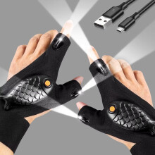 LED Flashlight Gloves Rechargeable Hands  Bright Fingertip Lights for Night Fishing Camping