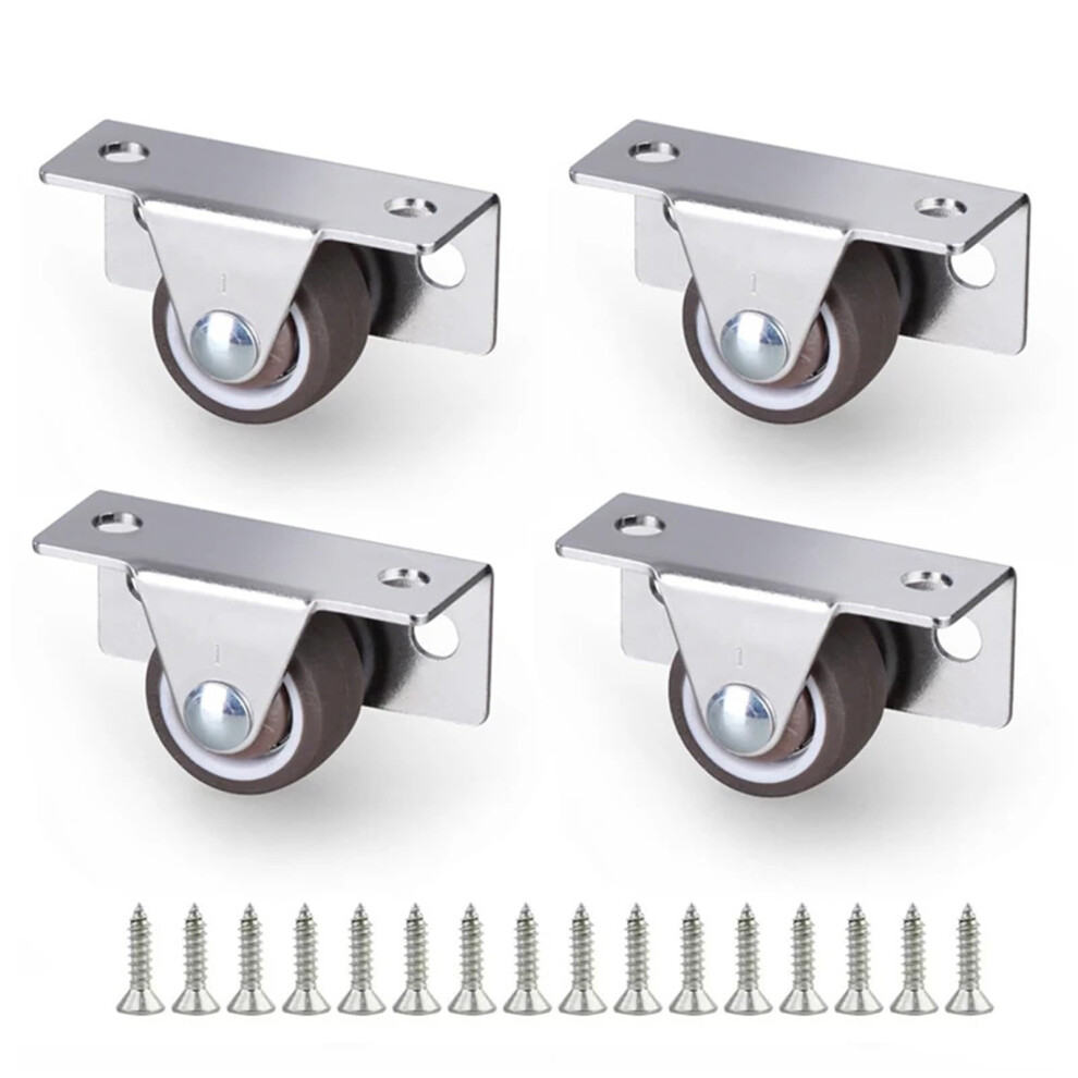 20Pcs Low Profile Caster Wheels For Furniture, 1 Inch Rigid Casters For Wooden Drawers And Cabinets, Quiet Rolling Design 9330225328438