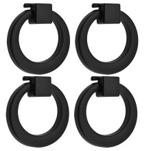 Black Ring Pull Handle and Stainless Steel Door Knocker, Minimalist Round Design, Durable Zinc Alloy, Modern Black Finish