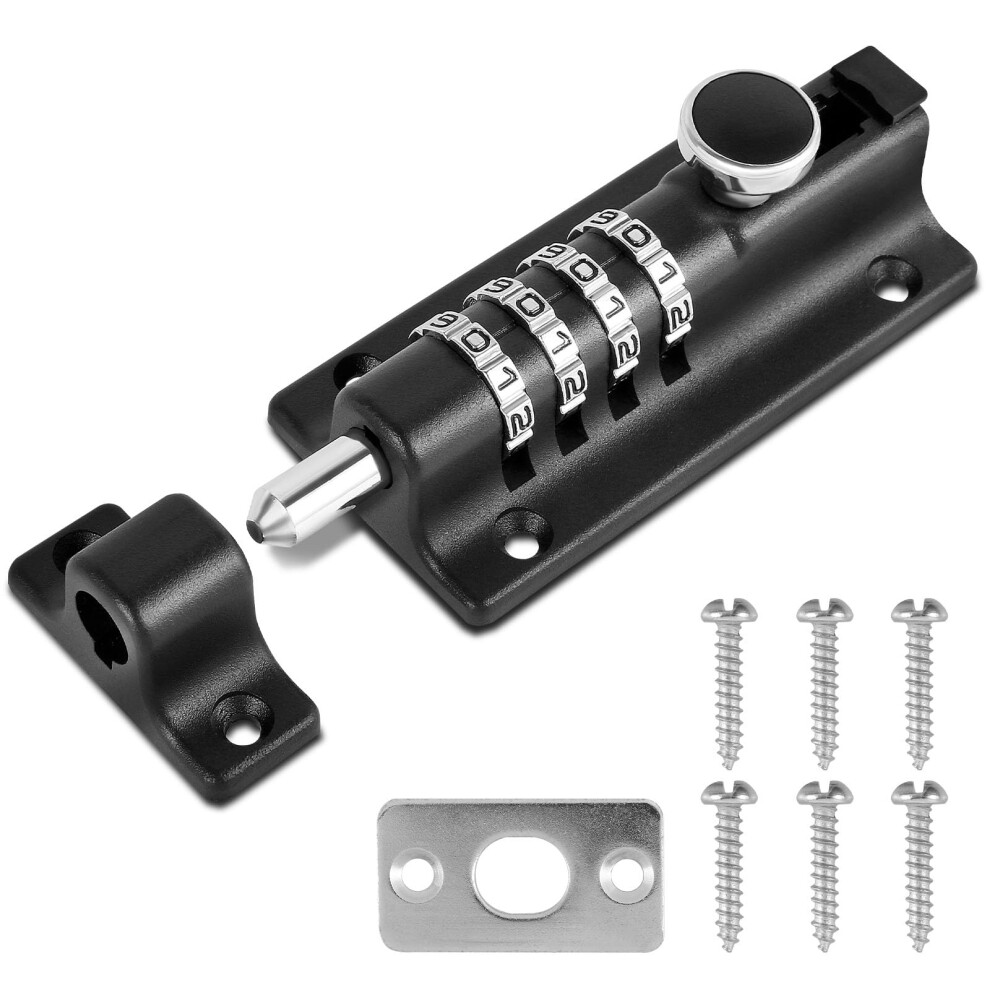Combination Door Lock 4 Digit Keyless Gate Lock For Outdoor Fence Shed Garage, Weatherproof Zinc Alloy Security Latch 9351714477536