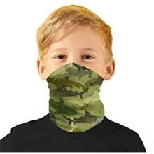 Kids Neck Gaiter UV Protection Face Mask Bandana for Boys and Girls 2 Pack Army Green Breathable