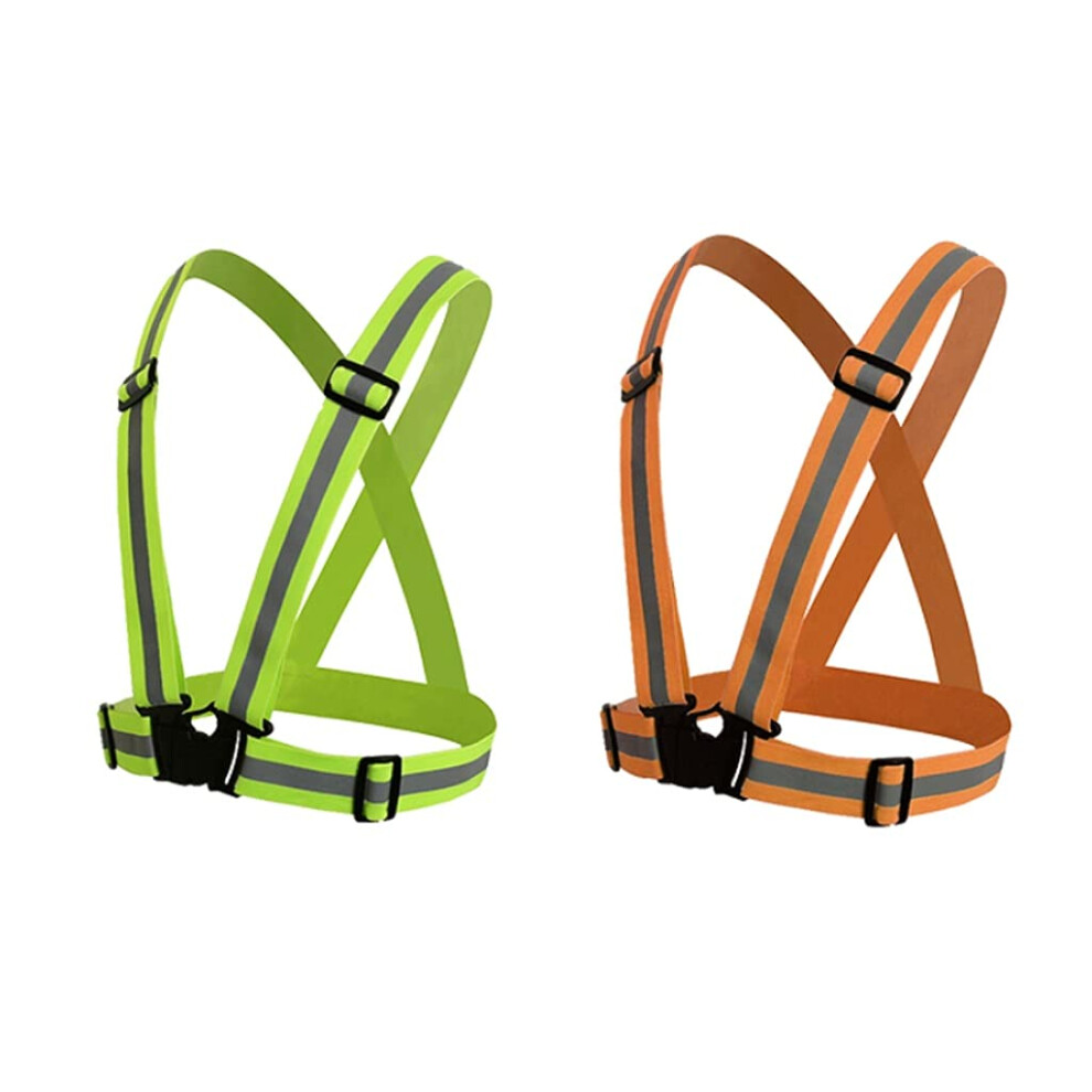 Reflective Running Vest 360 Visibility Adjustable Safety Straps For Running Cycling Walking Orange Yellow 9330225328605