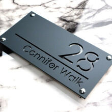 Acrylic House Number Sign 3D Laser Cut Design Modern Minimalist Plaque Weather Resistant