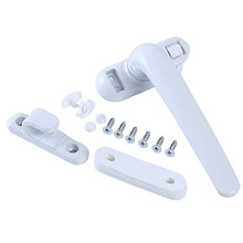 White LeftHanded UPVC Locking Window Handle with Key for Double Glazing, ChildSafe Push Button Release