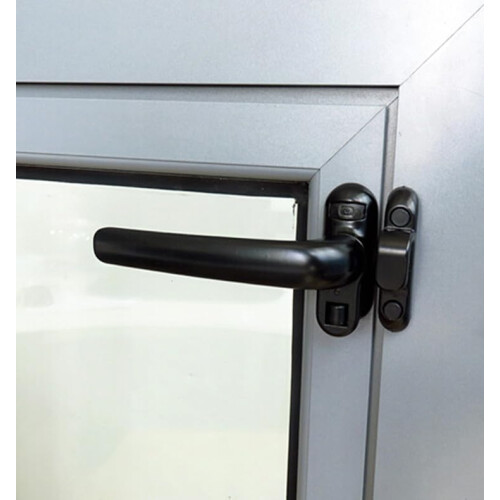 White LeftHanded UPVC Locking Window Handle with Key for Double Glazing, ChildSafe Push Button Release 2