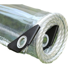 Clear Waterproof Tarp 8x16ft Transparent PVC Tarpaulin with Grommets Reinforced Edges for Outdoor Furniture and Car Protection