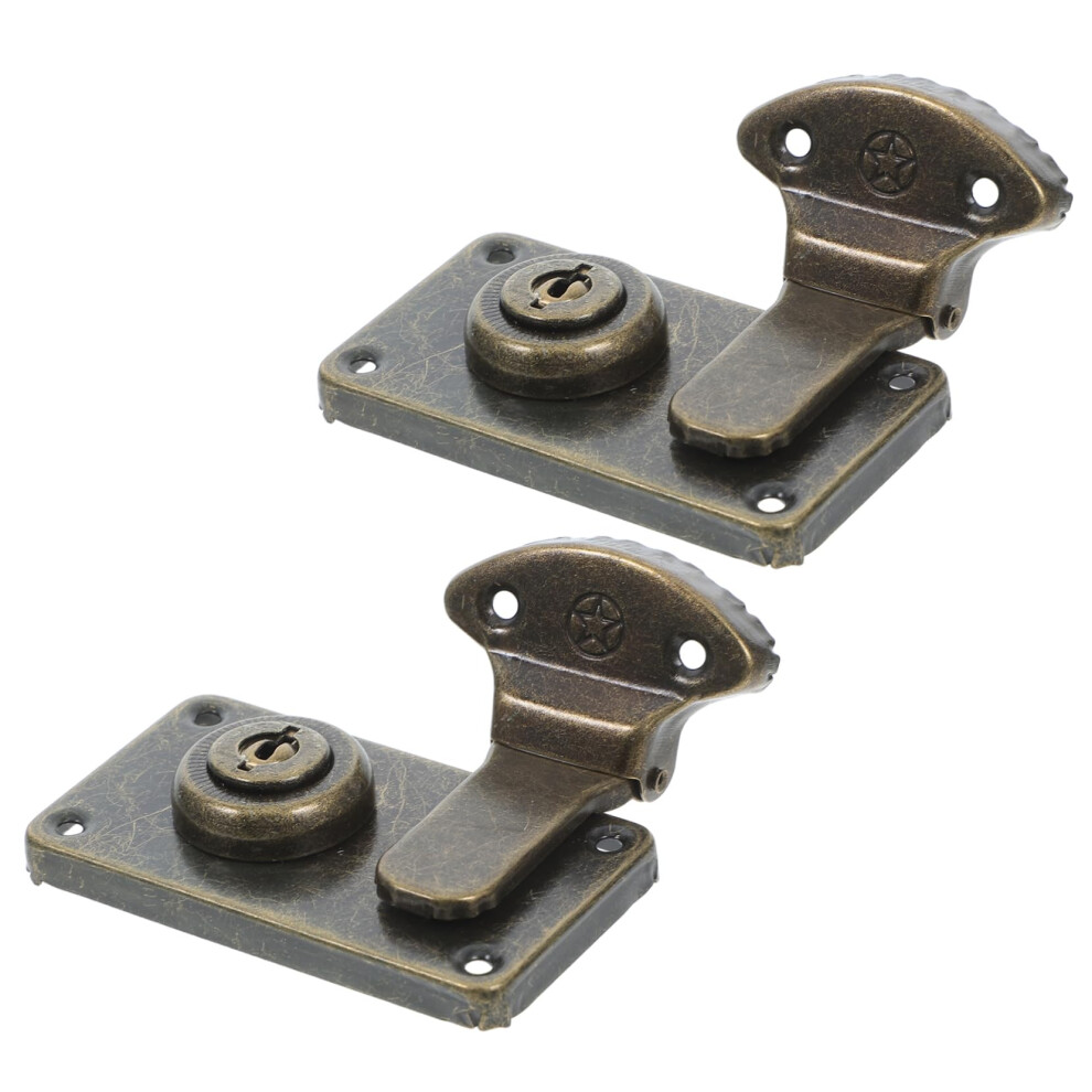 2Pcs Antique Bronze Hasp Latch Set For Wooden Box And Jewelry Chest, Vintage Trunk Lock For Suitcase 9073542998044