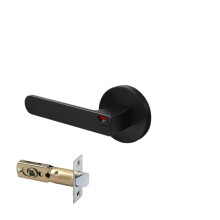 Modern Privacy Door Lever Handle with Lock and Key, Red Green Indicator for Bathroom Bedroom