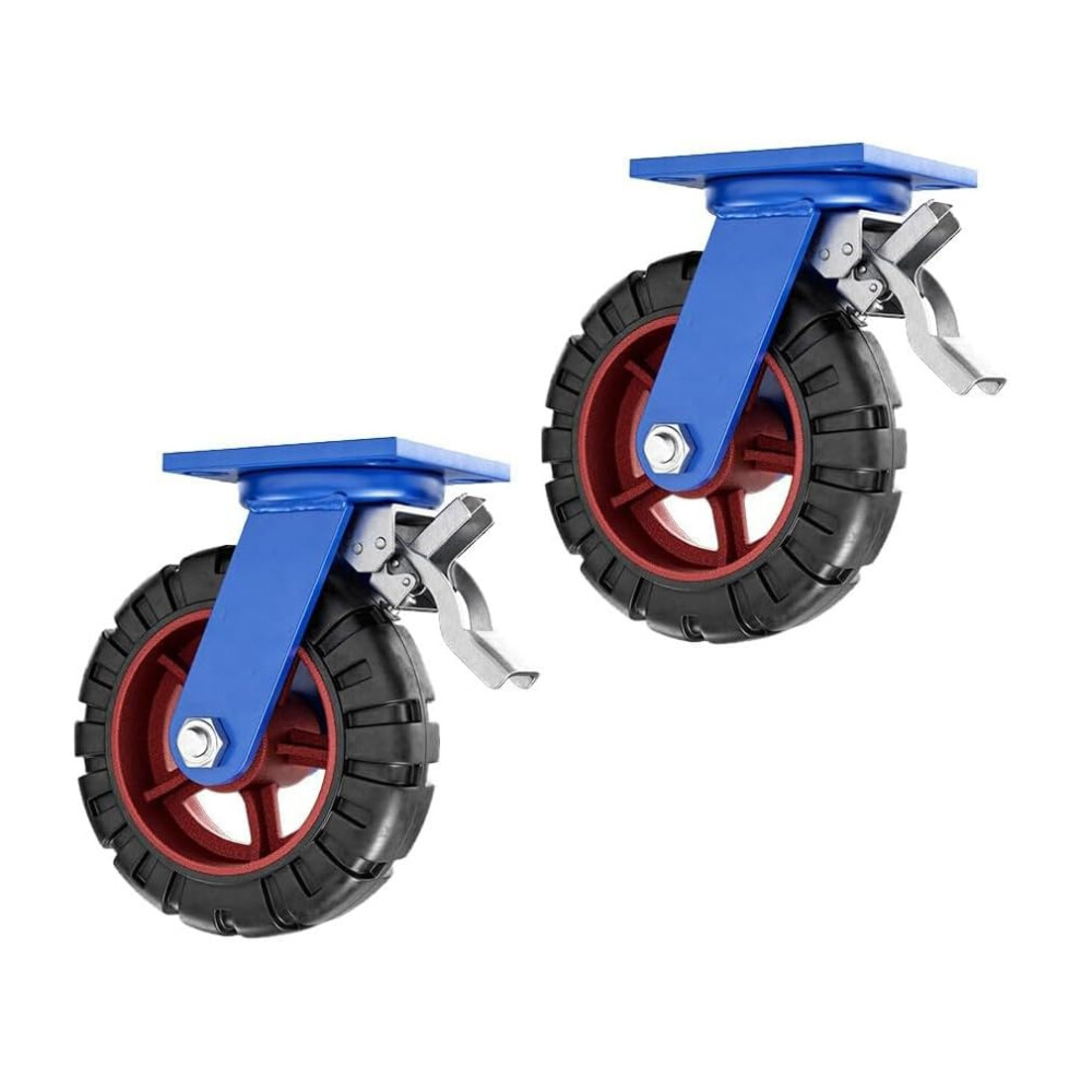 12 Inch Heavy Duty Locking Swivel Caster Wheels With Brakes, 360 Smooth Roll, For Workbench And Cart 9330225328803