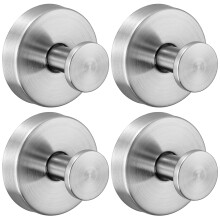 Suction Cup Hooks Brushed Nickel No Drill Heavy Duty Waterproof Reusable Bathroom and Kitchen Set of 4