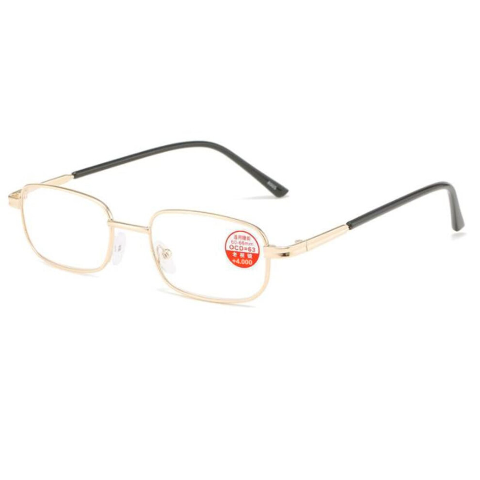 Square Metal Reading Glasses for Men and Women 400 Grade Resin Lenses Classic Comfortable Design