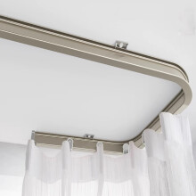 Flexible Ceiling Shower Curtain Track 280cm Champagne, Heavy Duty Bendable Aluminium Rail for Room Divider